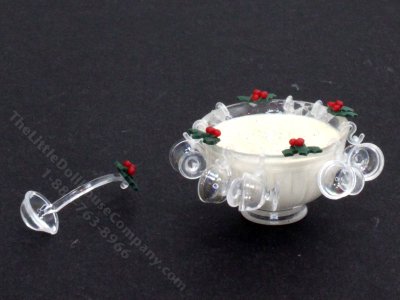 (image for) Miniature Punch Bowl of Eggnog with Glasses and Ladle