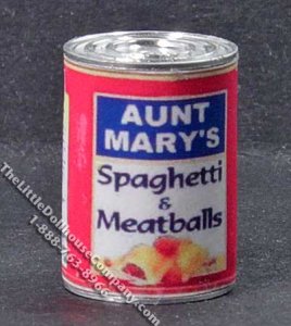 (image for) Miniature Spaghetti & Meatballs Can for Dollhouses