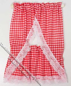 (image for) Miniature Red Gingham 2-Piece Curtain Set for Dollhouses