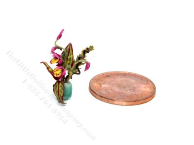 (image for) Handmade Miniature 1/4 Scale Pink/Yellow Orchid for Dollhouses