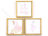 (image for) Miniature Trio of Square Framed Ballerina Prints on Wood