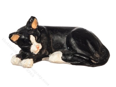 (image for) Miniature Sleeping Tuxedo Cat for Dollhouses