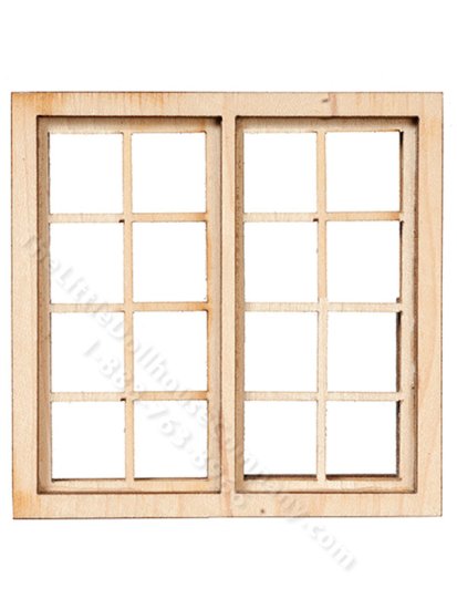 (image for) Half-Scale Four-Over-Four Double Casement Window for Dollhouses