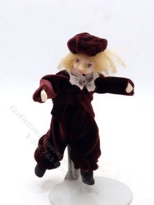 (image for) Miniature Tudor Boy Doll in Plum Velvet Outfit by Detta's Darling Dolls