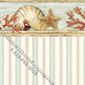 (image for) Coral & Starfish Pattern Miniature Wallpaper for Dollhouses