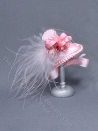 (image for) Vintage Miniature Pink Bonnet w/ Ribbon Strap for Dollhouses