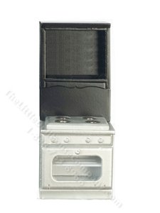 (image for) Miniature Black Cabinet with Stove for Dollhouses