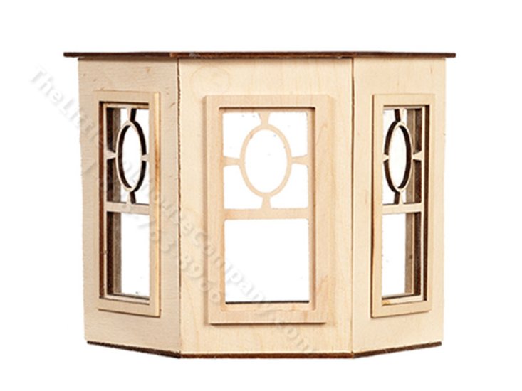 (image for) Miniature Prairie Oval Bay Window, Flat Top, for Dollhouses