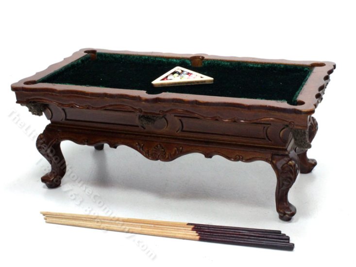 (image for) Miniature Walnut Pool Table for Dollhouses