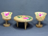 (image for) Vintage Hand Painted Miniature Rose Table and Chairs