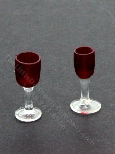 (image for) Miniature Pair of Red Reisling Glasses by Gerd Felka