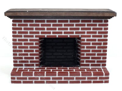 (image for) Large Red Brick Dollhouse Fireplace
