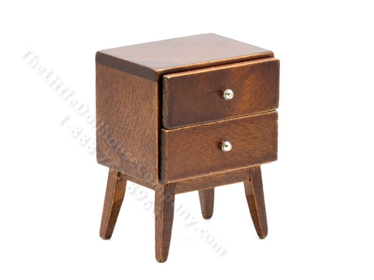 (image for) Miniature 2-Drawer Stand for Dollhouses - Walnut