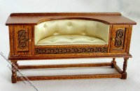 (image for) Miniature Walnut Hall Seat for Dollhouses