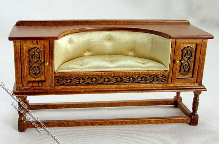 (image for) Miniature Walnut Hall Seat for Dollhouses
