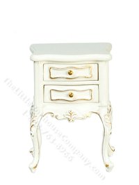 (image for) Miniature White American Victorian Nightstand for Dollhouses