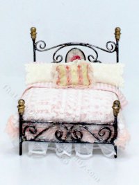 (image for) Half Scale Metal Bed w/ Handmade Pink Bedding by Judith Blondell