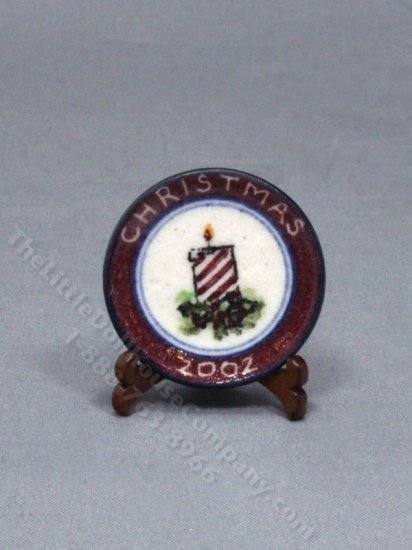 (image for) Vintage Handmade Miniature Christmas 2002 Plate by J Clark