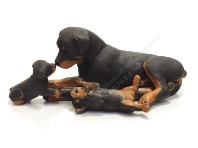 (image for) Adult Male Rottweiler and Two Puppies by Karl Blindheim