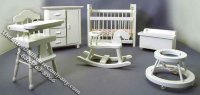 (image for) Miniature White Six Piece Nursery Room Set for Dollhouses