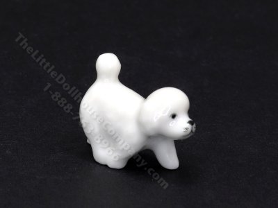 (image for) Miniature Porcelain Bichon Frise Dog for Dollhouses