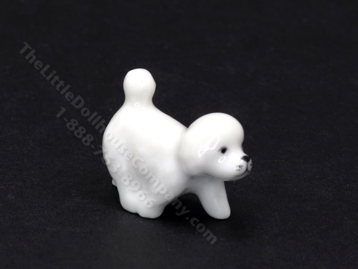 (image for) Miniature Porcelain Bichon Frise Dog for Dollhouses