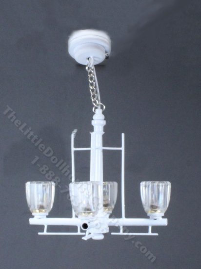 (image for) Miniature Battery Operated 4-Arm 'Hudson' Chandelier - White