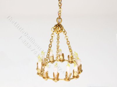 (image for) 1:48 Scale Miniature 3V Chandelier for Dollhouses - Gold