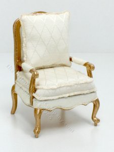 (image for) Miniature Louis XV White and Gold Armchair by Judith Blondell
