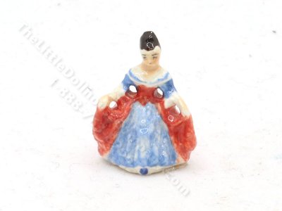 (image for) Miniature Royal Doulton of Lady in Blue and Red Dress