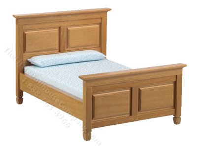 (image for) Miniature Oak Double Bed for Dollhouses