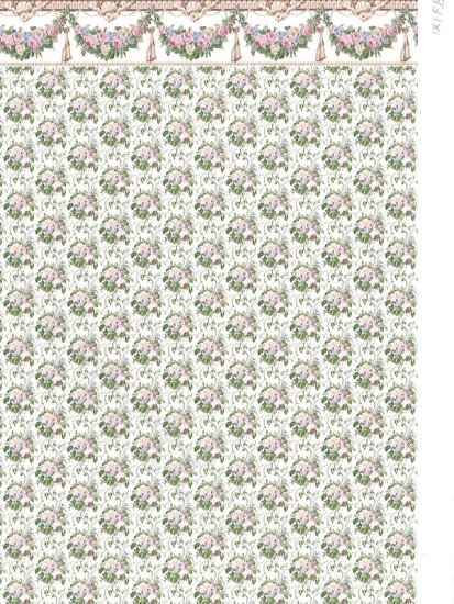 (image for) White Regal Floral Wallpaper with Border