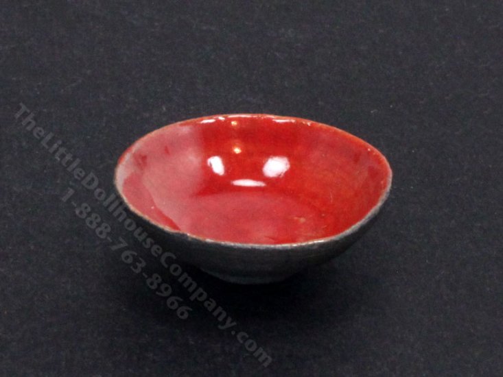 (image for) Miniature Red Glazed Bowl by Sam Dunlap for Dollhouses