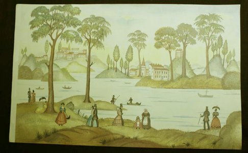 (image for) In a Park - Dollhouse Scale Wallpaper/Mural