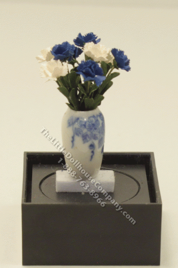 (image for) Dollhouse Miniature Blue and White Flowers in Vase