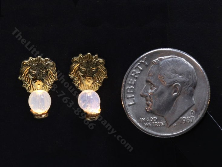 (image for) 1:48 Scale Miniature 3V Pair of Lion Orb Sconces for Dollhouses