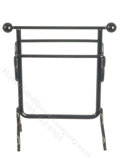 (image for) Miniature Black Metal Towel Rack for Dollhouses