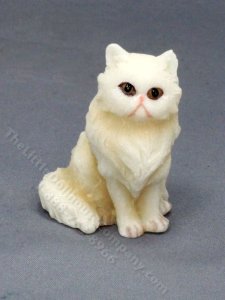 (image for) Miniature Sitting White Ragdoll Cat for Dollhouses