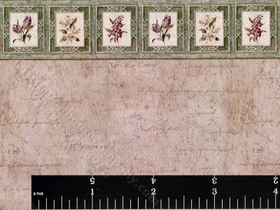 (image for) Floral and Writing Pattern Miniature Dollhouse Wallpaper