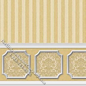(image for) Brown Annabelle Wainscot Pattern Miniature Dollhouse Wallpaper
