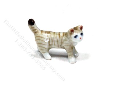 (image for) Miniature Tabby Cat Figurine for Dollhouses