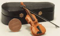 (image for) Miniature Violin with Bow and Case