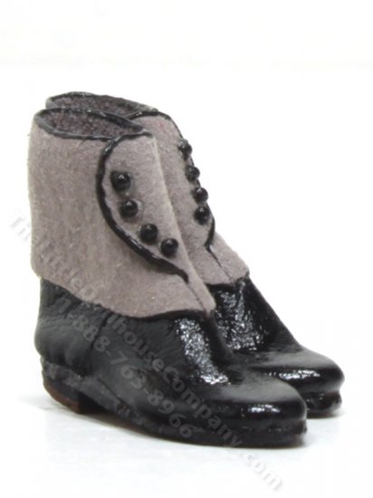 (image for) Miniature Black Boots with Grey Button Top by Judith Blondell