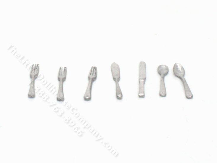 (image for) Miniature 7 Piece Silverware Set for Dollhouses