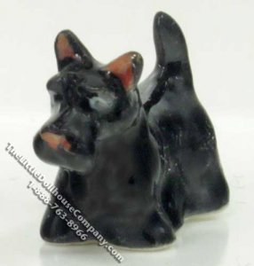 (image for) Miniature Standing Black Scottie Dog Statuette for Dollhouses