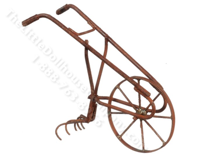 (image for) Miniature Rusty Push Cultivator for Dollhouses