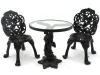 (image for) Miniature Black Metal and Glass Cafe or Patio Set