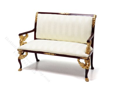 (image for) Miniature Full Scale Mahogany and White Empire Settee