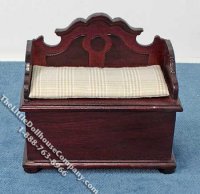 (image for) Miniature Mahogany Toy Chest with Ecru Seat for Dollhouses