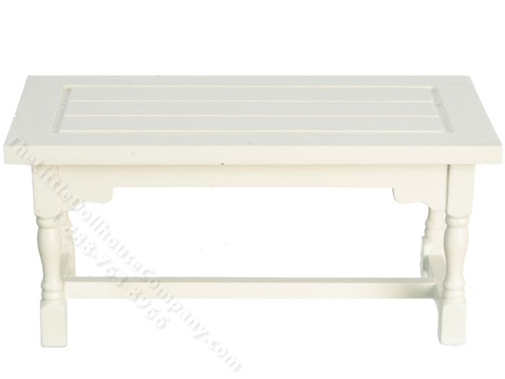 (image for) Miniature White Trestle Working Table for Dollhouses